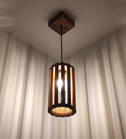 Poppy Brown Wooden Single Hanging Lamp