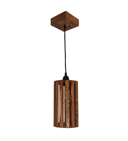 Poppy Brown Wooden Single Hanging Lamp