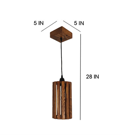 Poppy Brown Wooden Single Hanging Lamp