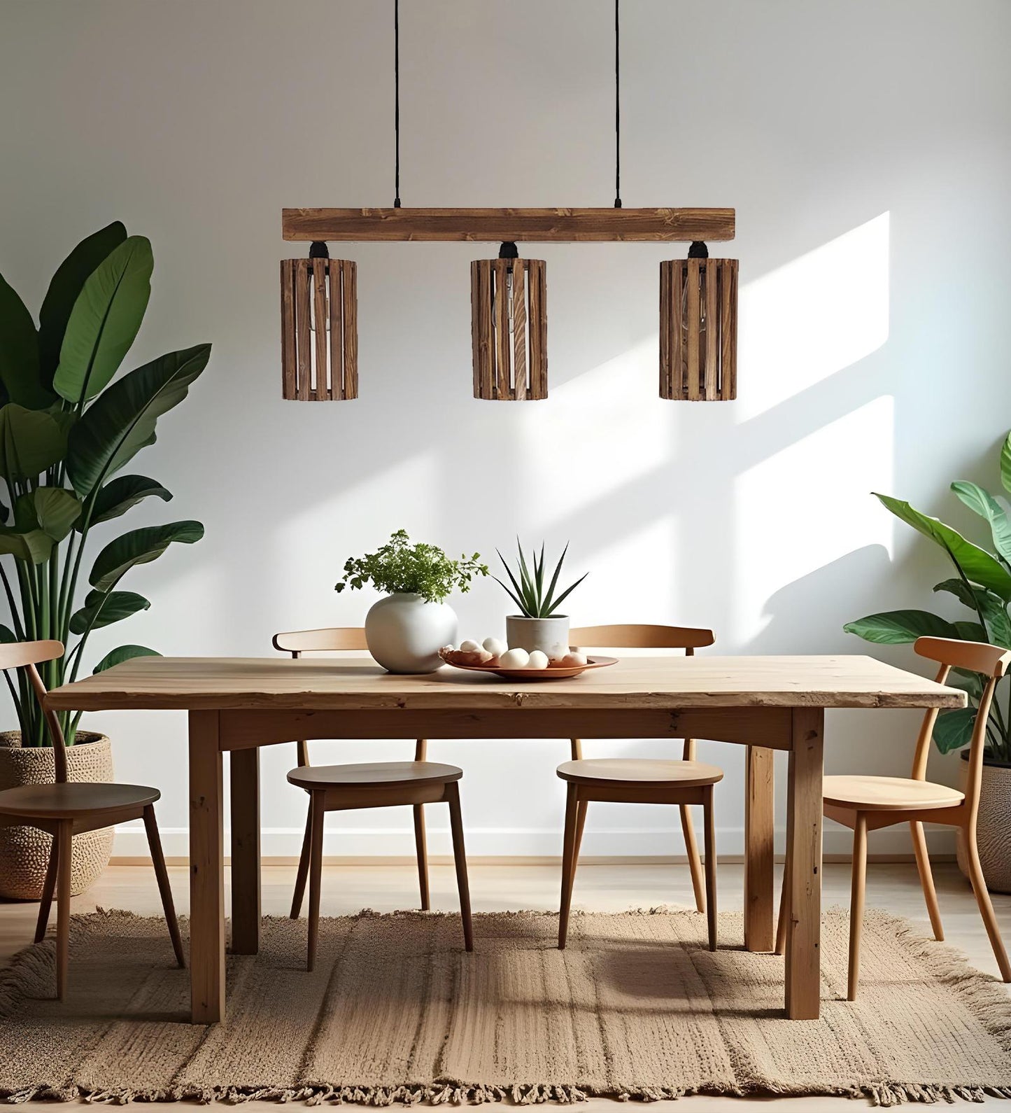 Poppy Brown Wooden 3 Series Hanging Lamp