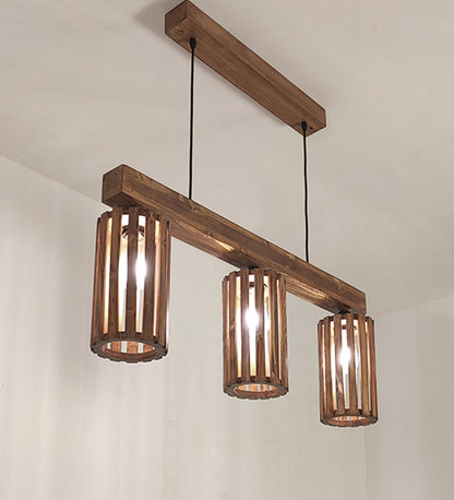 Poppy Brown Wooden 3 Series Hanging Lamp