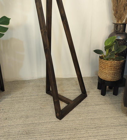 Spring Wooden Floor Lamp with with Brown Base Premium Beige Fabric Lampshade