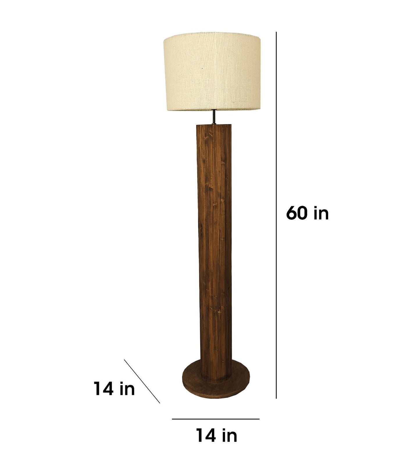 Talk Wooden Floor Lamp with Premium Beige Fabric Lampshade