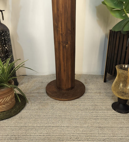 Talk Wooden Floor Lamp with Premium Beige Fabric Lampshade
