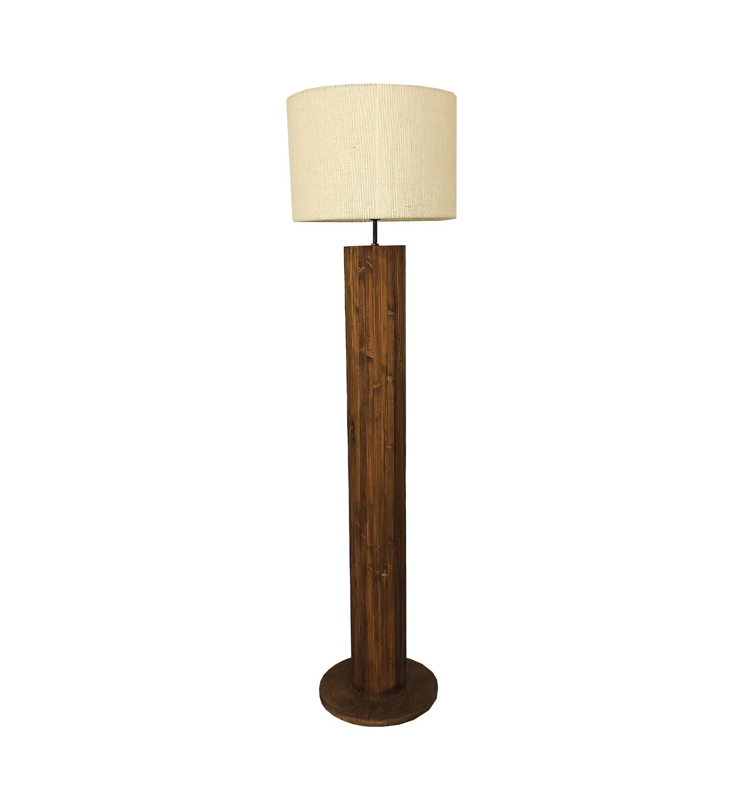 Talk Wooden Floor Lamp with Premium Beige Fabric Lampshade