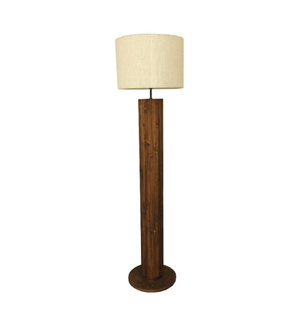 Talk Wooden Floor Lamp with Premium Beige Fabric Lampshade