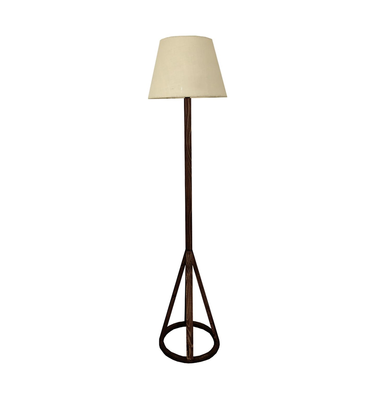 Eden Wooden Floor Lamp with Brown Base and Premium Beige Fabric Lampshade