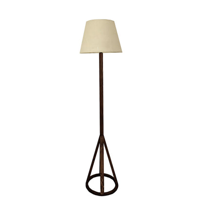 Eden Wooden Floor Lamp with Brown Base and Premium Beige Fabric Lampshade
