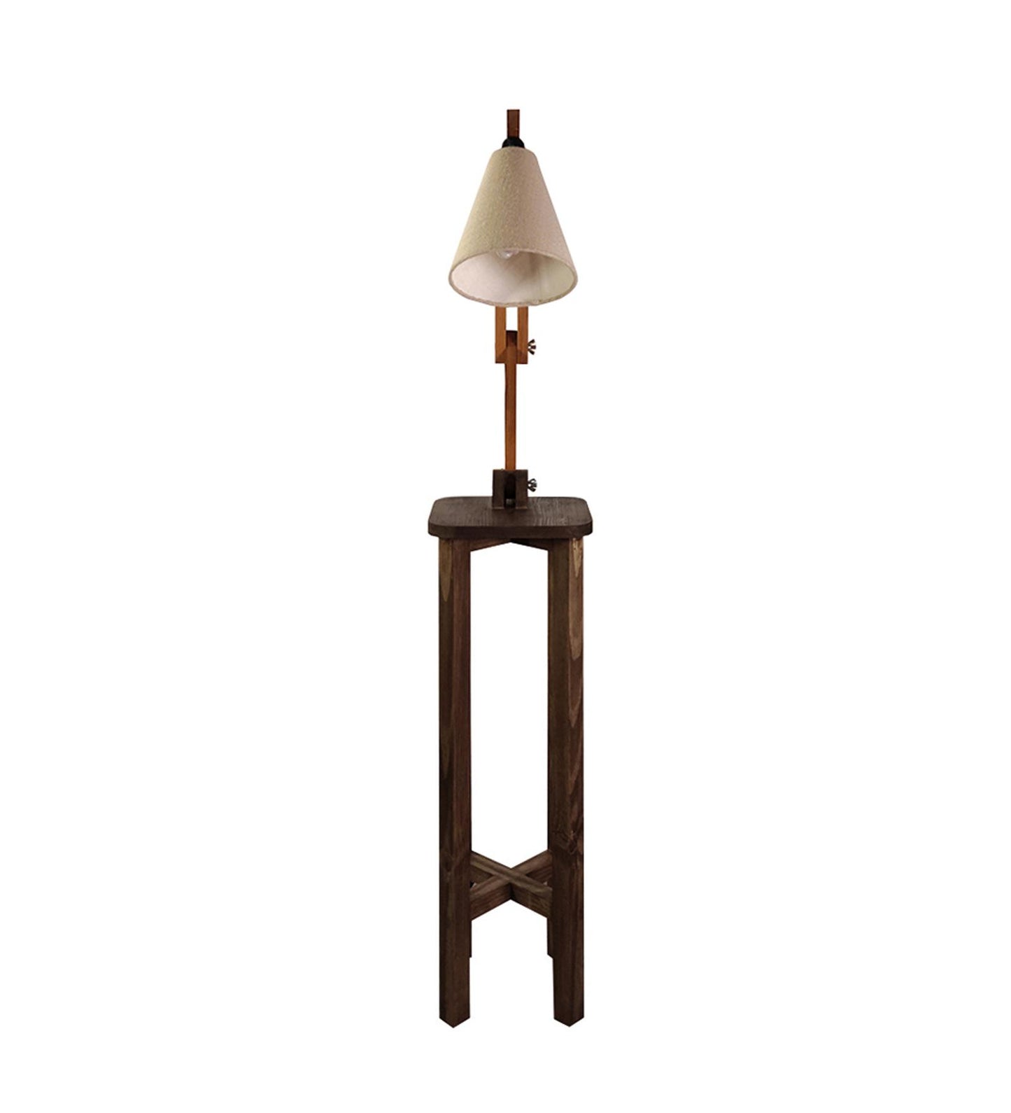 Iris Wooden Floor Lamp with Beige Fabric Lampshade