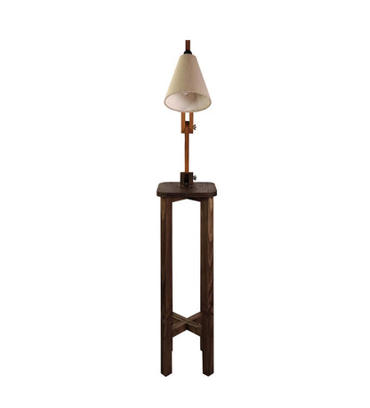 Iris Wooden Floor Lamp with Beige Fabric Lampshade