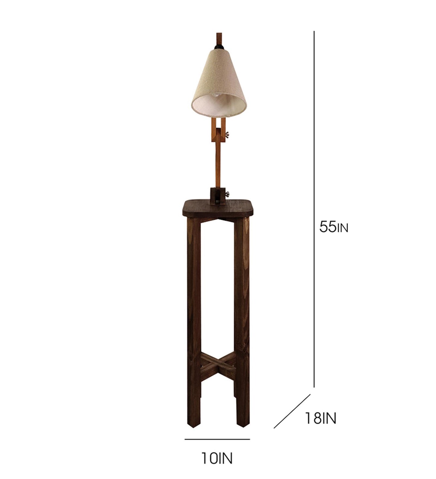 Iris Wooden Floor Lamp with Beige Fabric Lampshade
