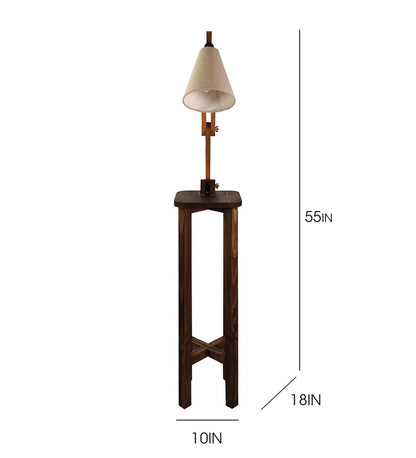 Iris Wooden Floor Lamp with Beige Fabric Lampshade