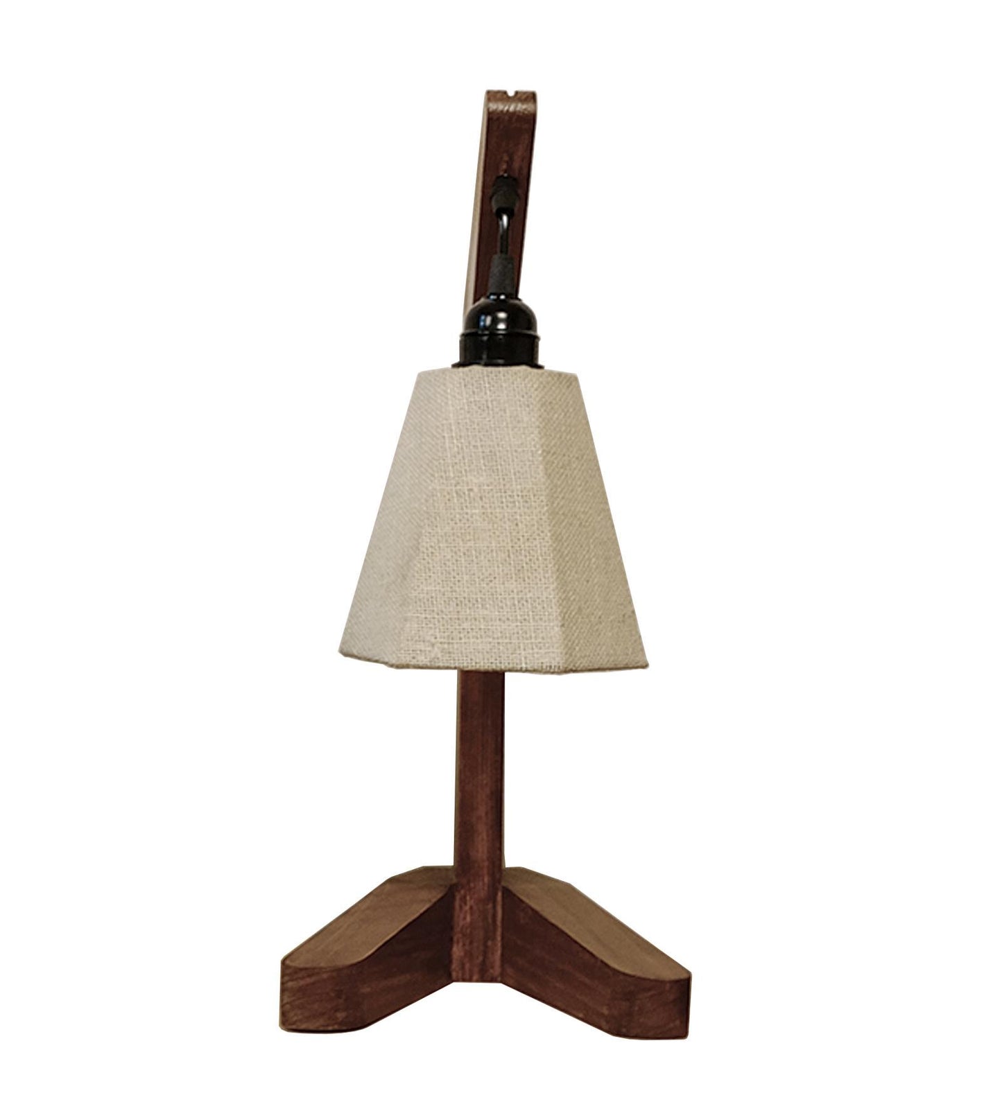 Thunder Brown Wooden Table Lamp with Jute Lampshade