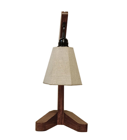 Thunder Brown Wooden Table Lamp with Jute Lampshade