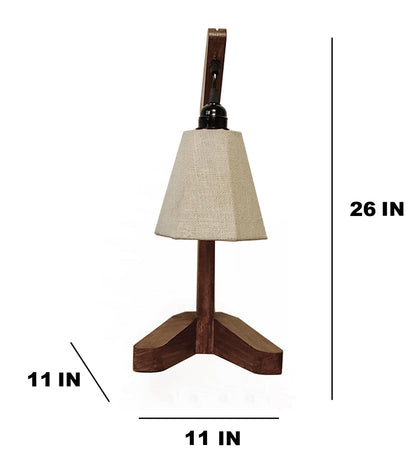 Thunder Brown Wooden Table Lamp with Jute Lampshade