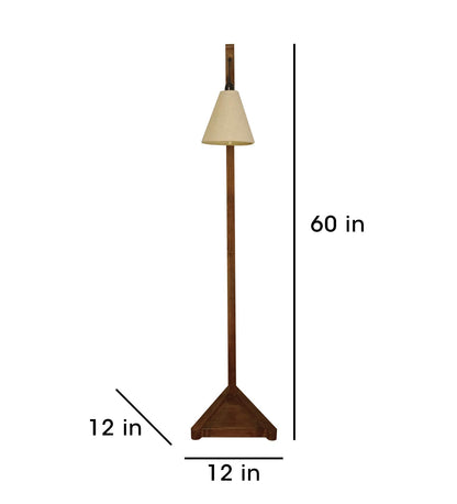 Thunder Wooden Floor Lamp with Brown Base and Jute Fabric Lampshade