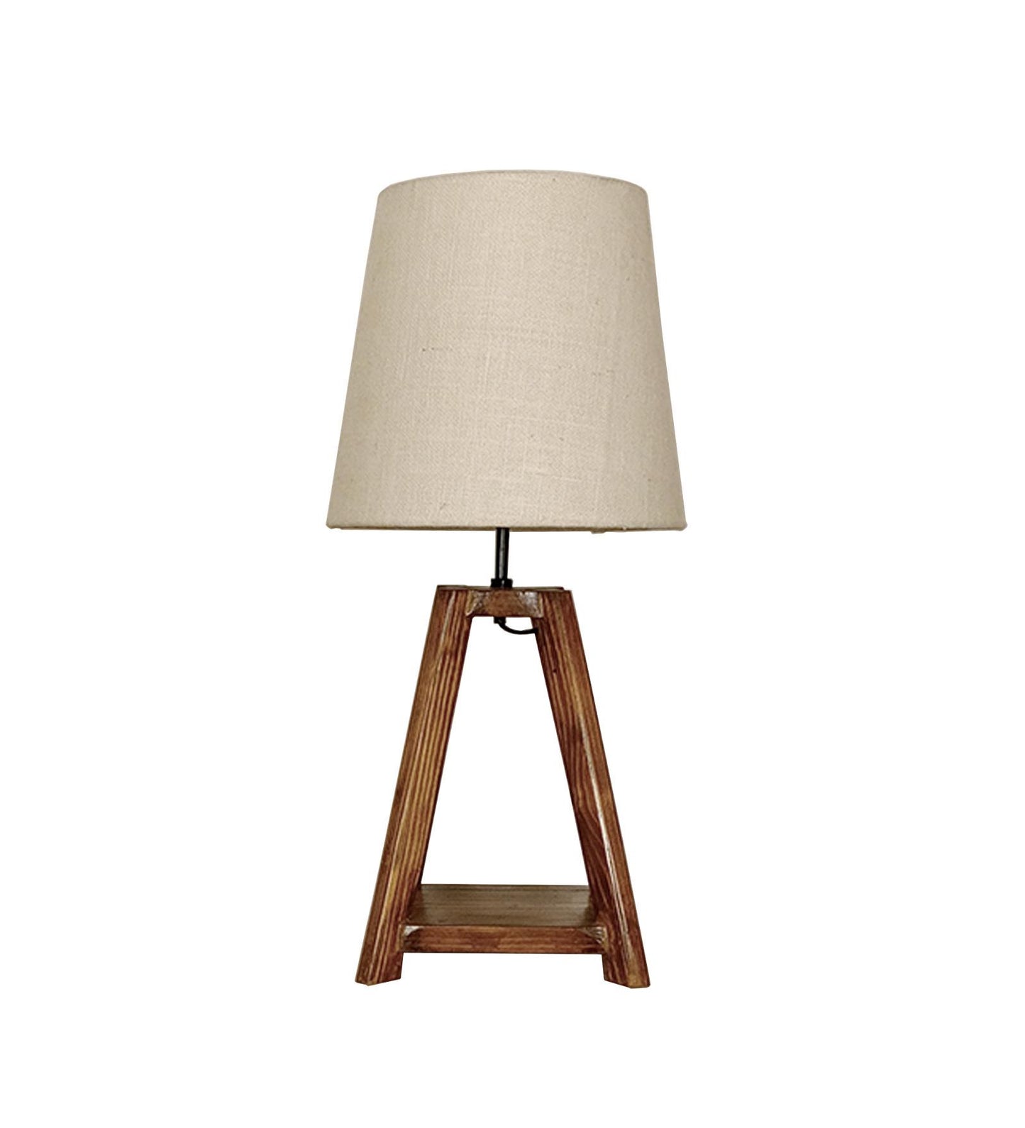 Jungle Brown Wooden Table Lamp with Jute Lampshade