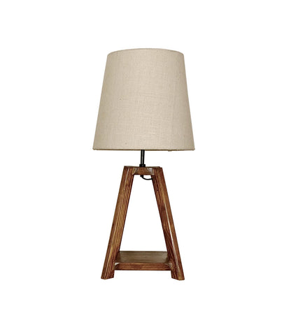 Jungle Brown Wooden Table Lamp with Jute Lampshade