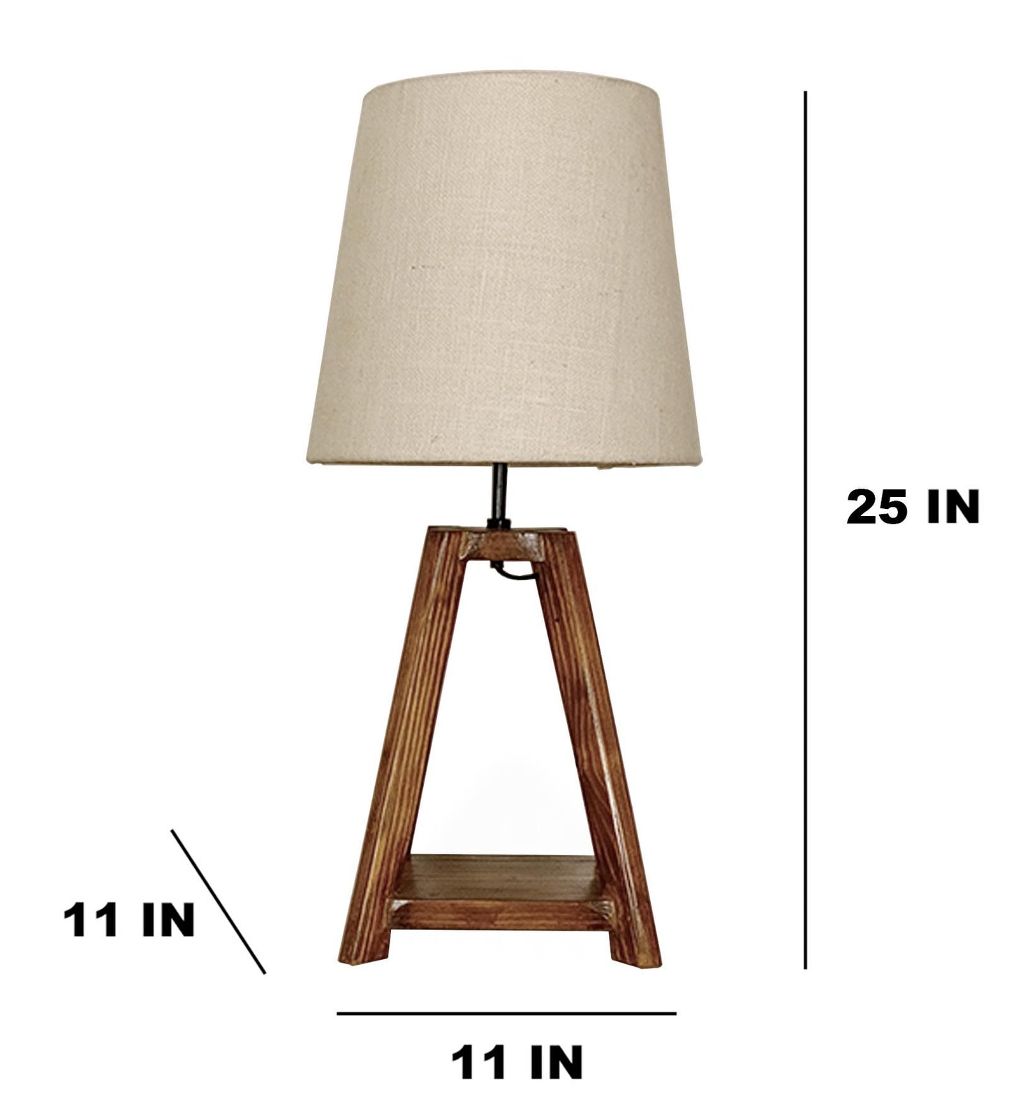 Jungle Brown Wooden Table Lamp with Jute Lampshade