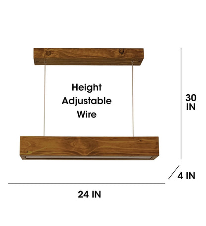 Fir 24 Brown Wooden LED Hanging Lamp
