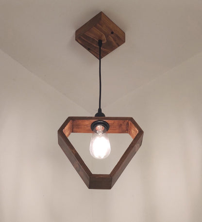 Make Brown Wooden Single Hanging Lamp