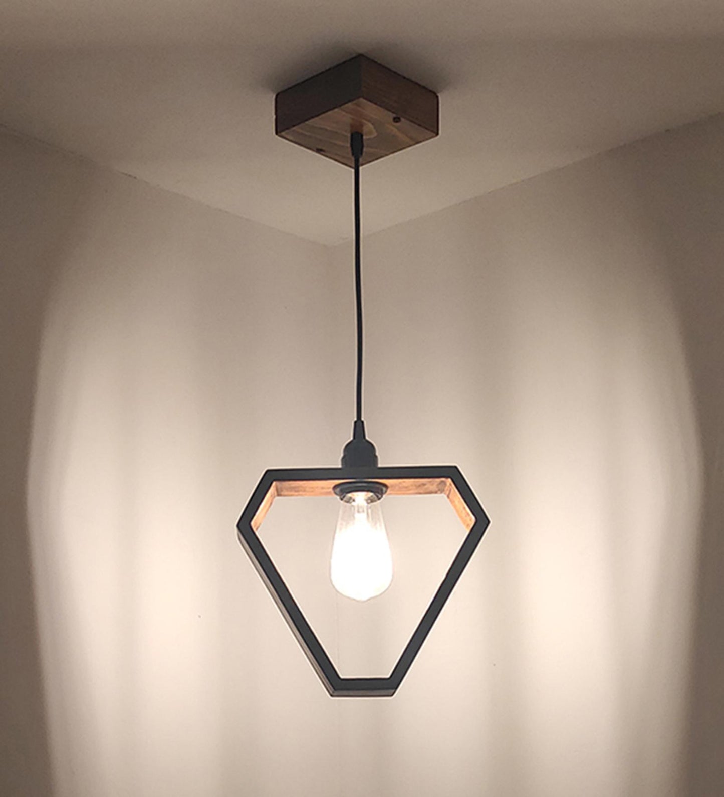 Make Brown Wooden Single Hanging Lamp