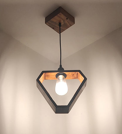 Make Brown Wooden Single Hanging Lamp