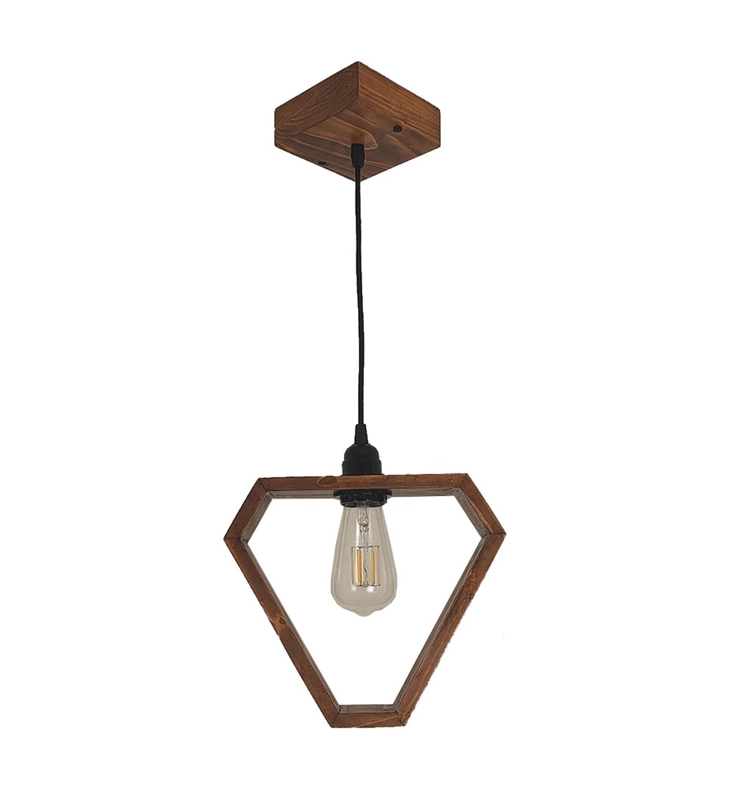 Make Brown Wooden Single Hanging Lamp