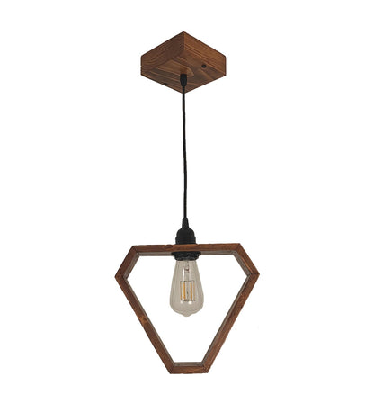 Make Brown Wooden Single Hanging Lamp