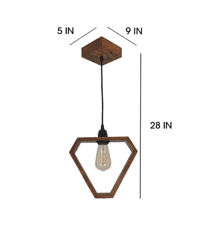 Make Brown Wooden Single Hanging Lamp