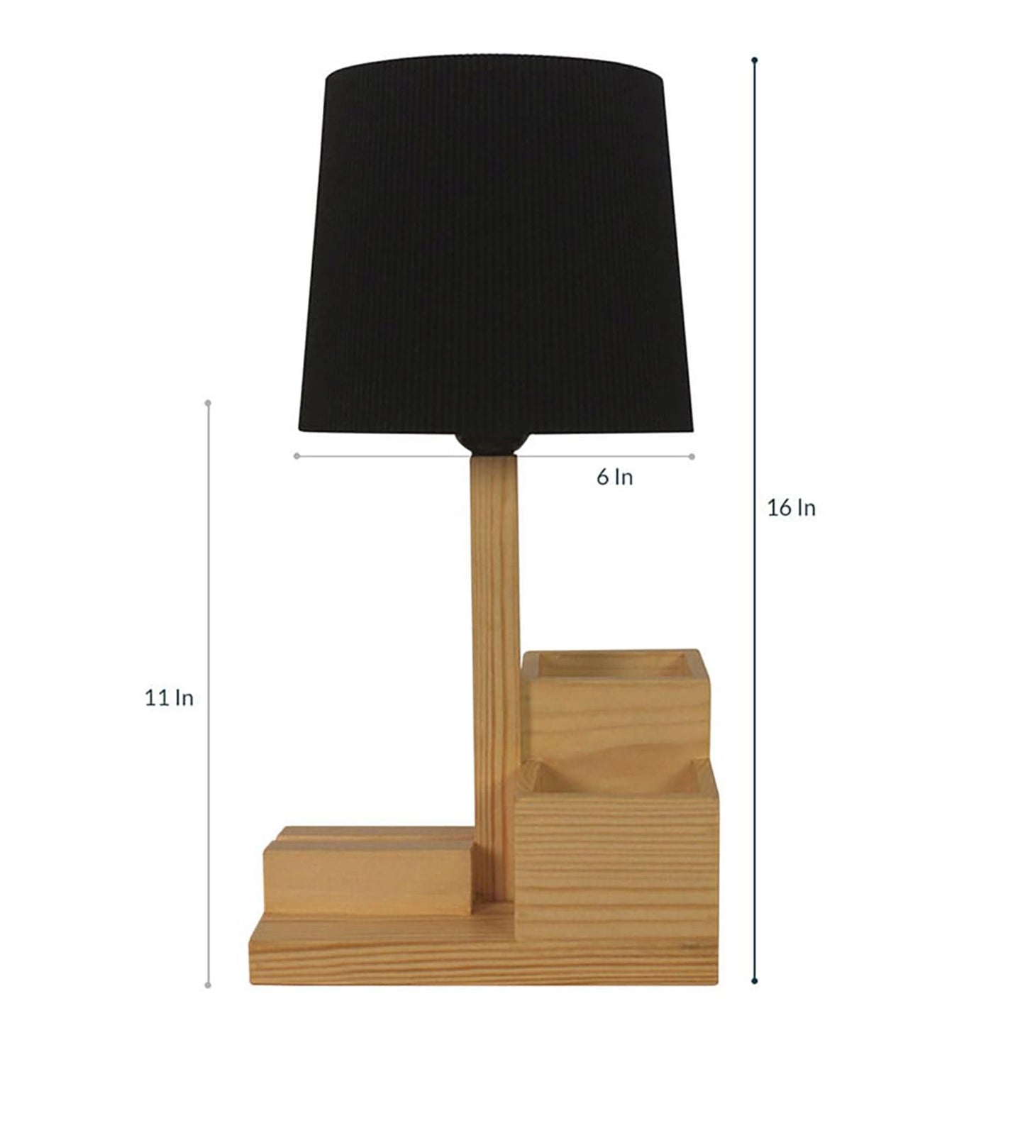 Trust Wooden Table Lamp With Black Fabric Lampshade and Mobile Stand