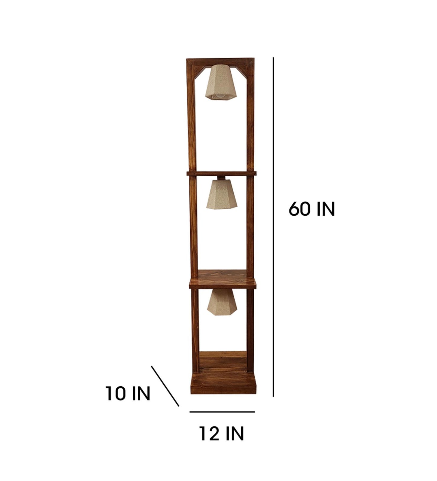 Mud Wooden Floor Lamp with Brown Base and Jute Fabric Lampshade