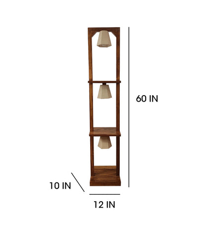 Mud Wooden Floor Lamp with Brown Base and Jute Fabric Lampshade