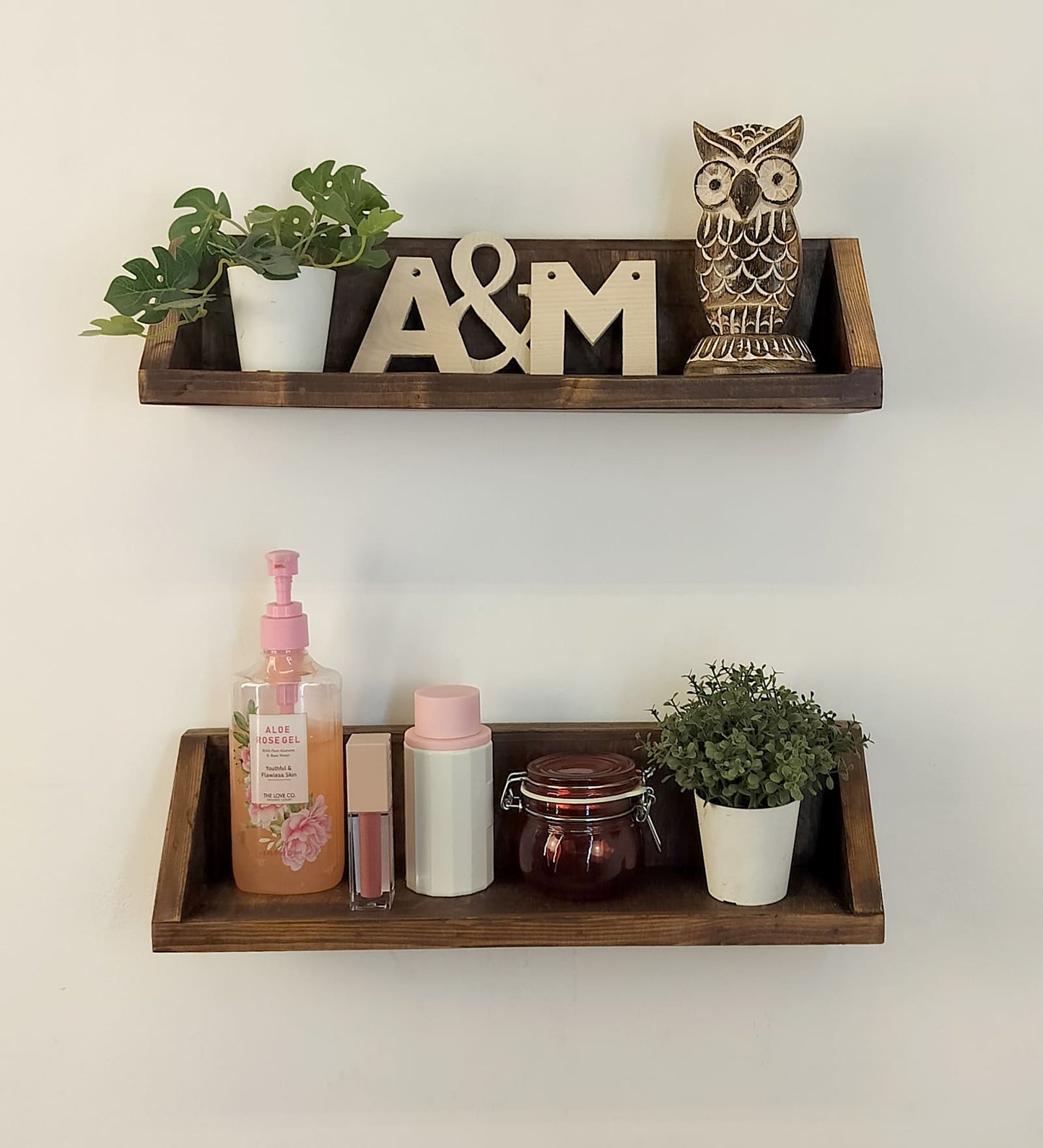 Ease set of 2 Wooden Wall Shelf Organiser