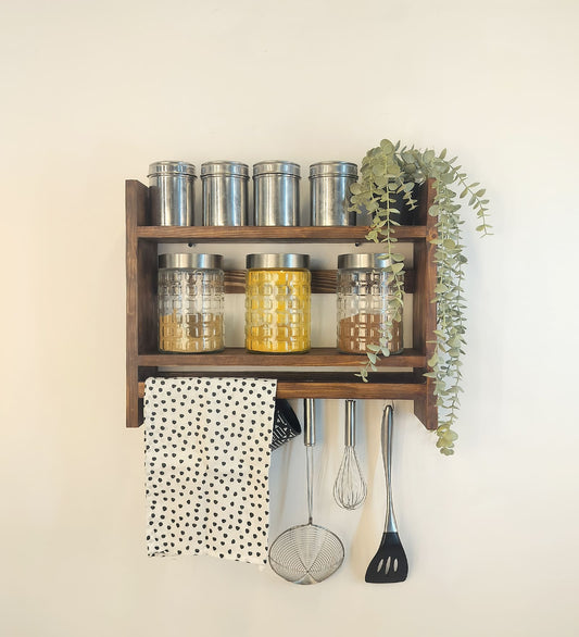 Heart Wooden Kitchen Storage Rack
