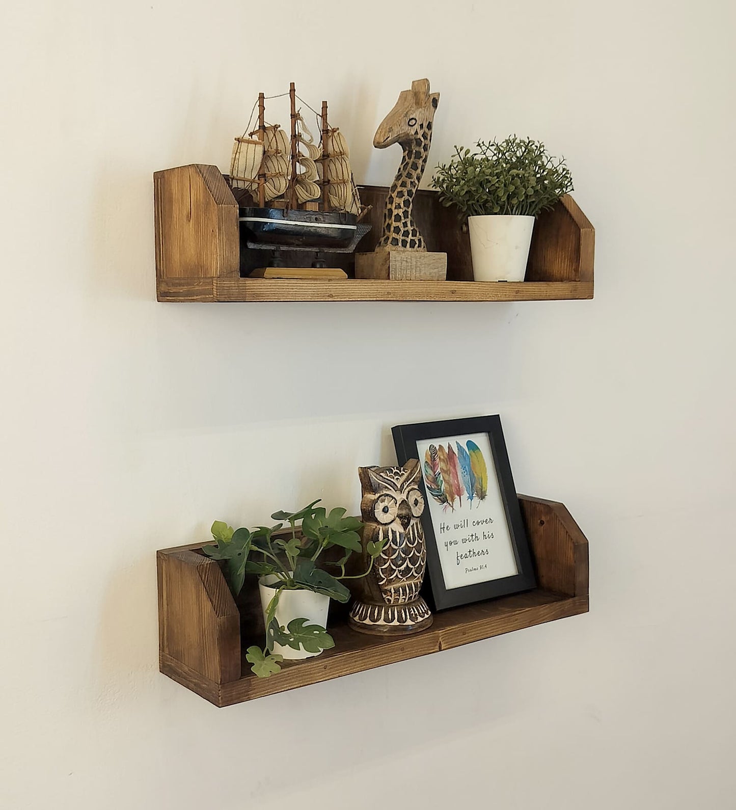 Ask set of 2 Wooden Wall Shelf Organiser