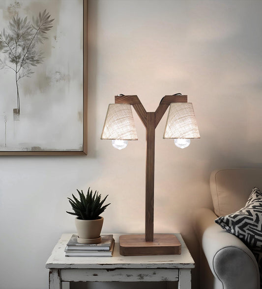 Gale Wooden Table Lamp with Jute Lampshade