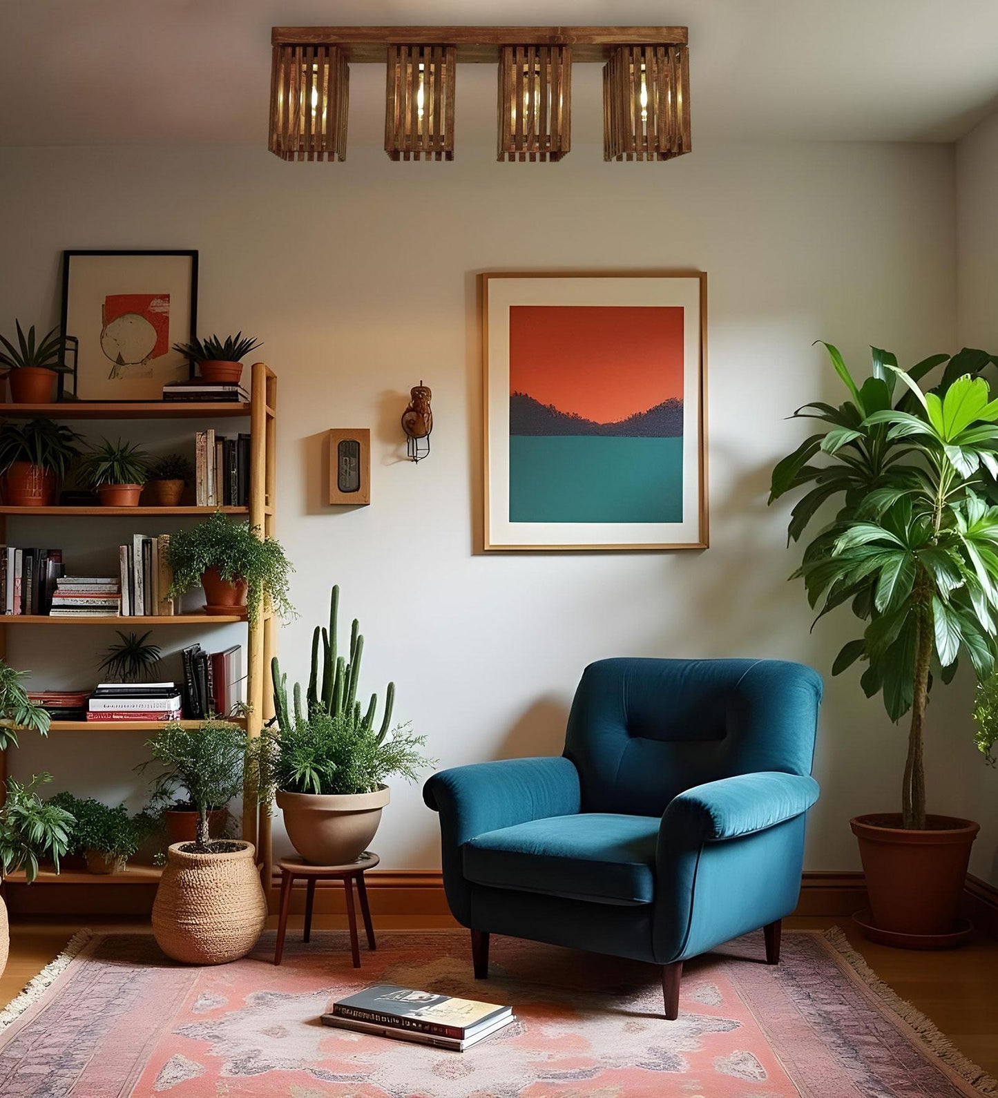 Violet Brown Wooden 4 Series Ceiling Lamp