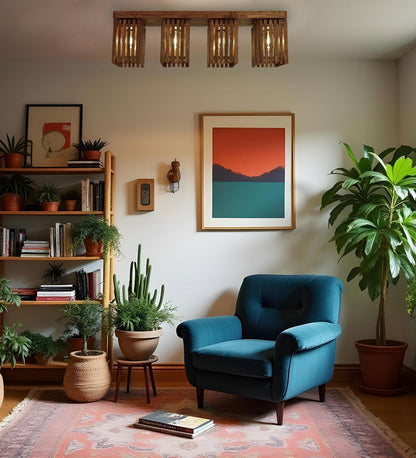 Violet Brown Wooden 4 Series Ceiling Lamp