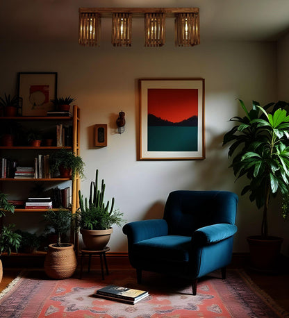 Violet Brown Wooden 4 Series Ceiling Lamp