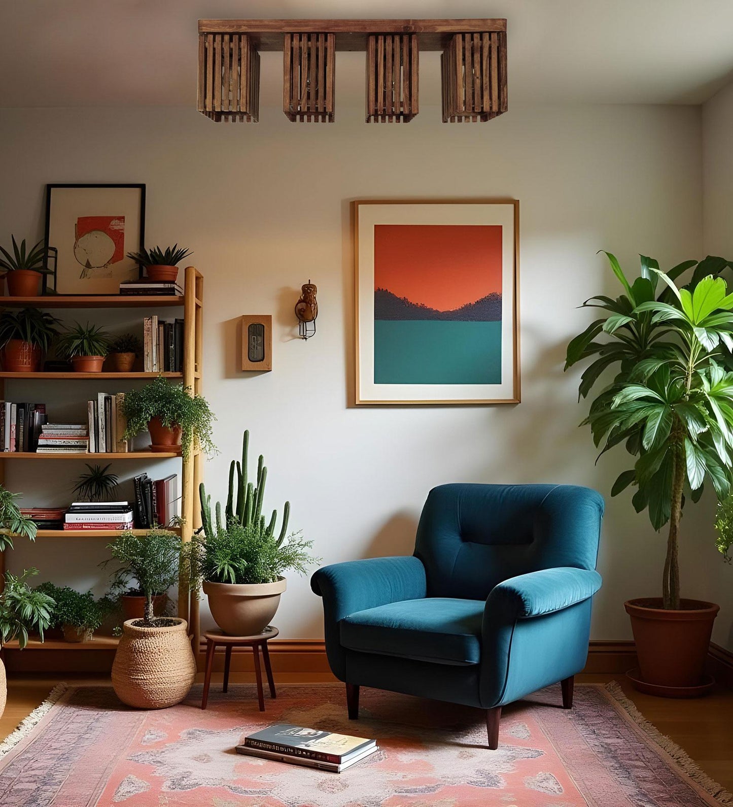 Violet Brown Wooden 4 Series Ceiling Lamp