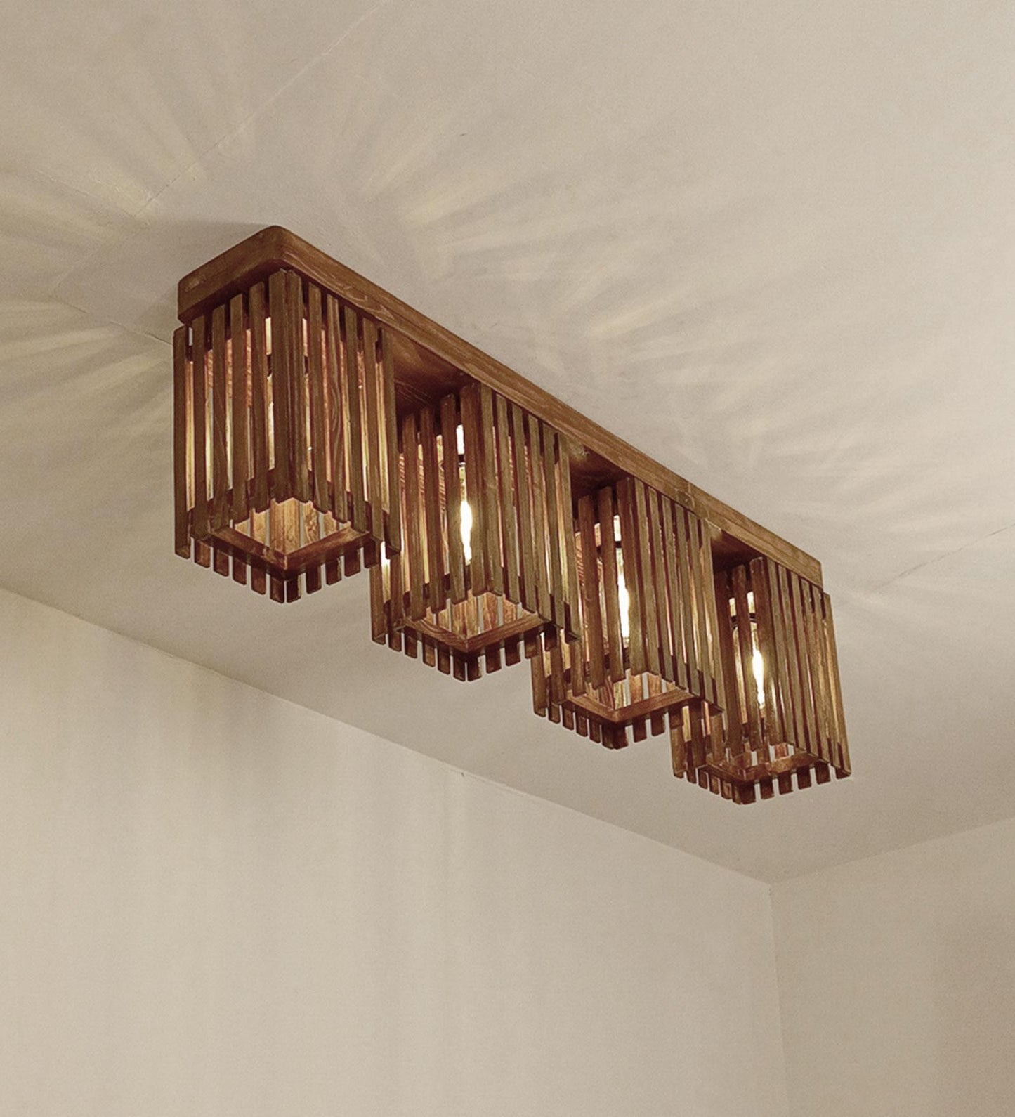 Violet Brown Wooden 4 Series Ceiling Lamp