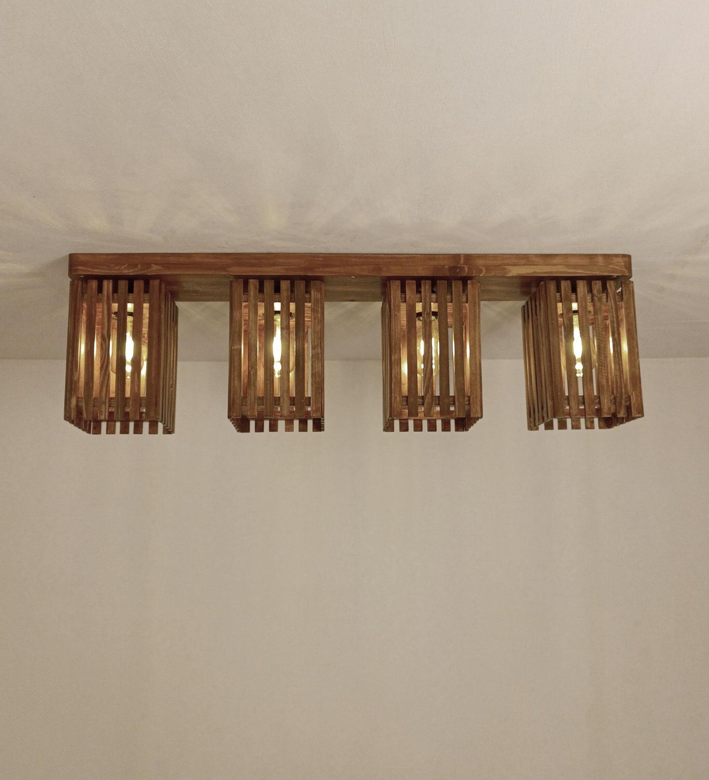 Violet Brown Wooden 4 Series Ceiling Lamp