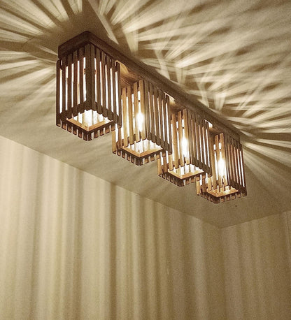 Violet Brown Wooden 4 Series Ceiling Lamp