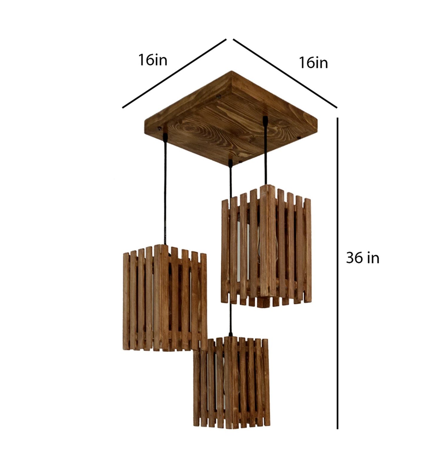 Violet Brown Wooden Cluster Hanging Lamp