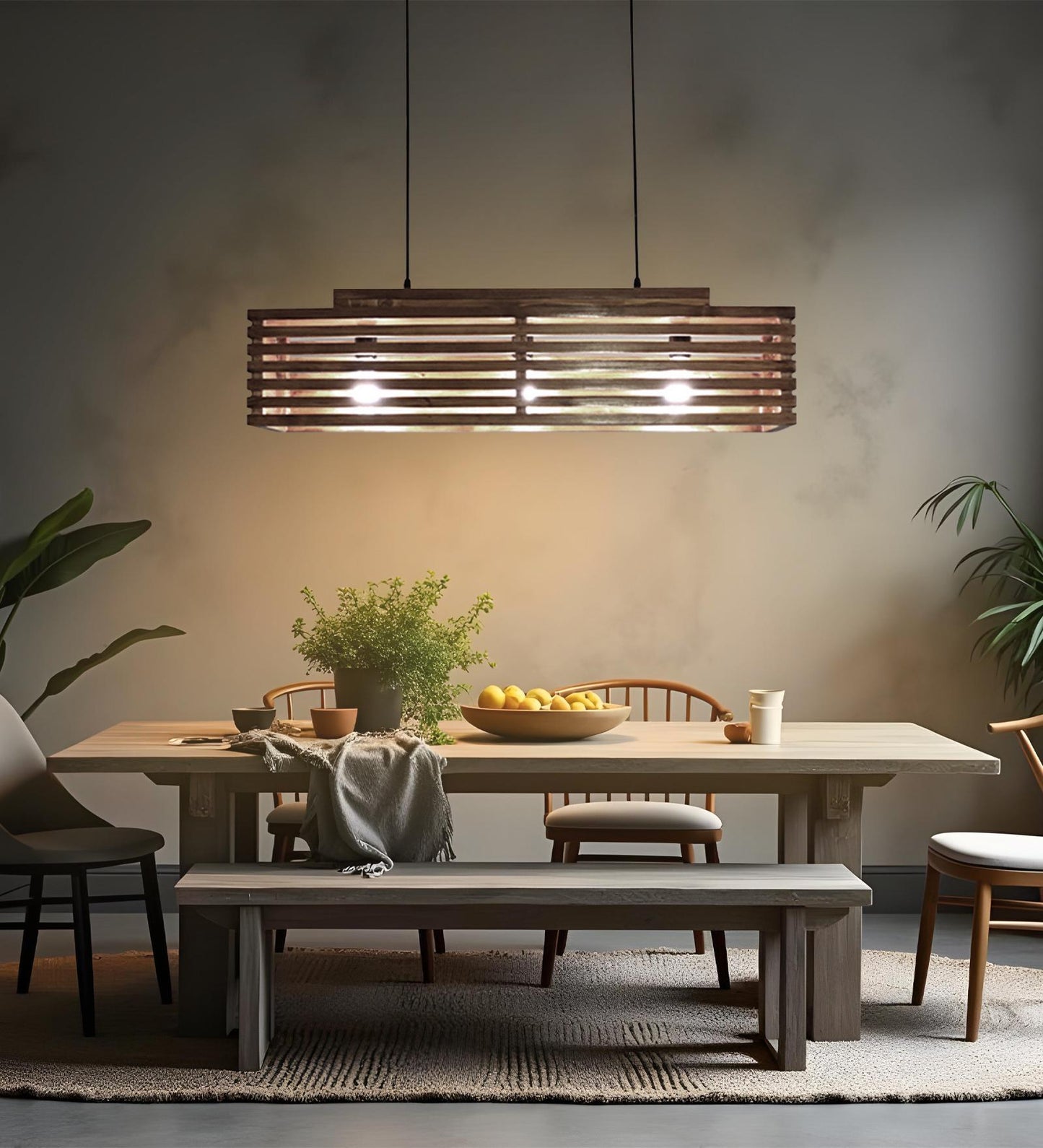 Violet Centrum Brown Wooden 3 Series Hanging Lamp