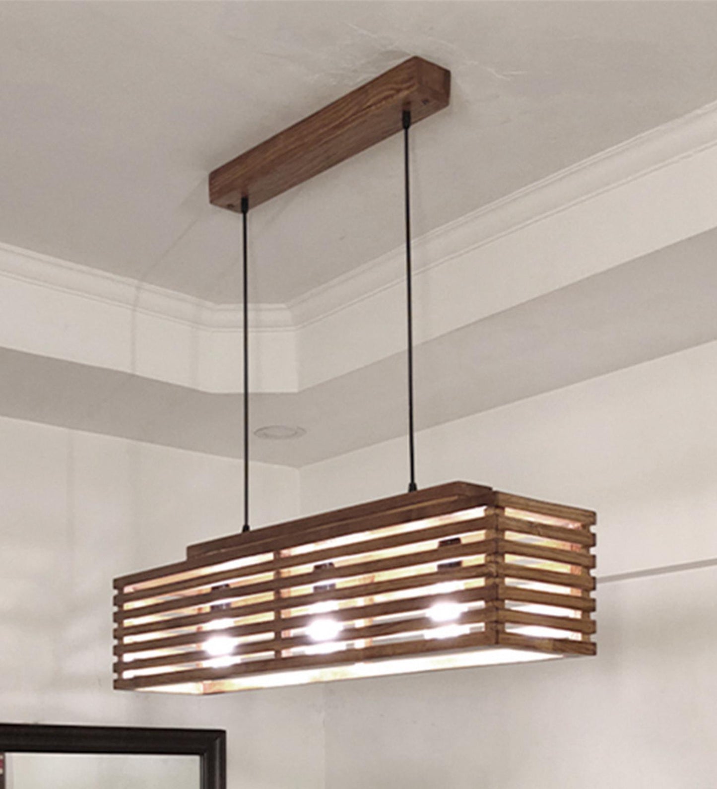 Violet Centrum Brown Wooden 3 Series Hanging Lamp