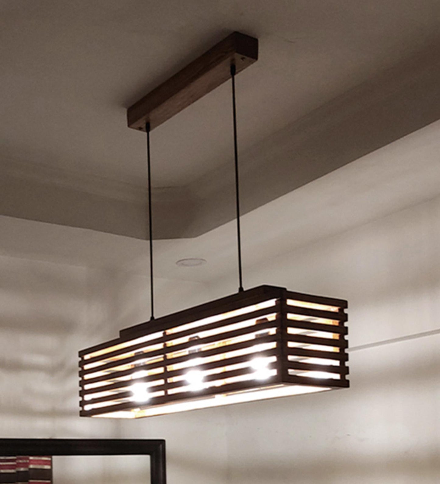 Violet Centrum Brown Wooden 3 Series Hanging Lamp