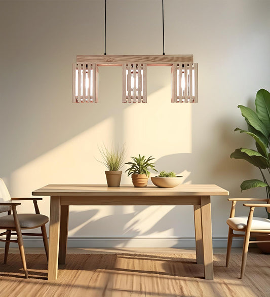 Violet Beige Wooden 3 Series Hanging Lamp