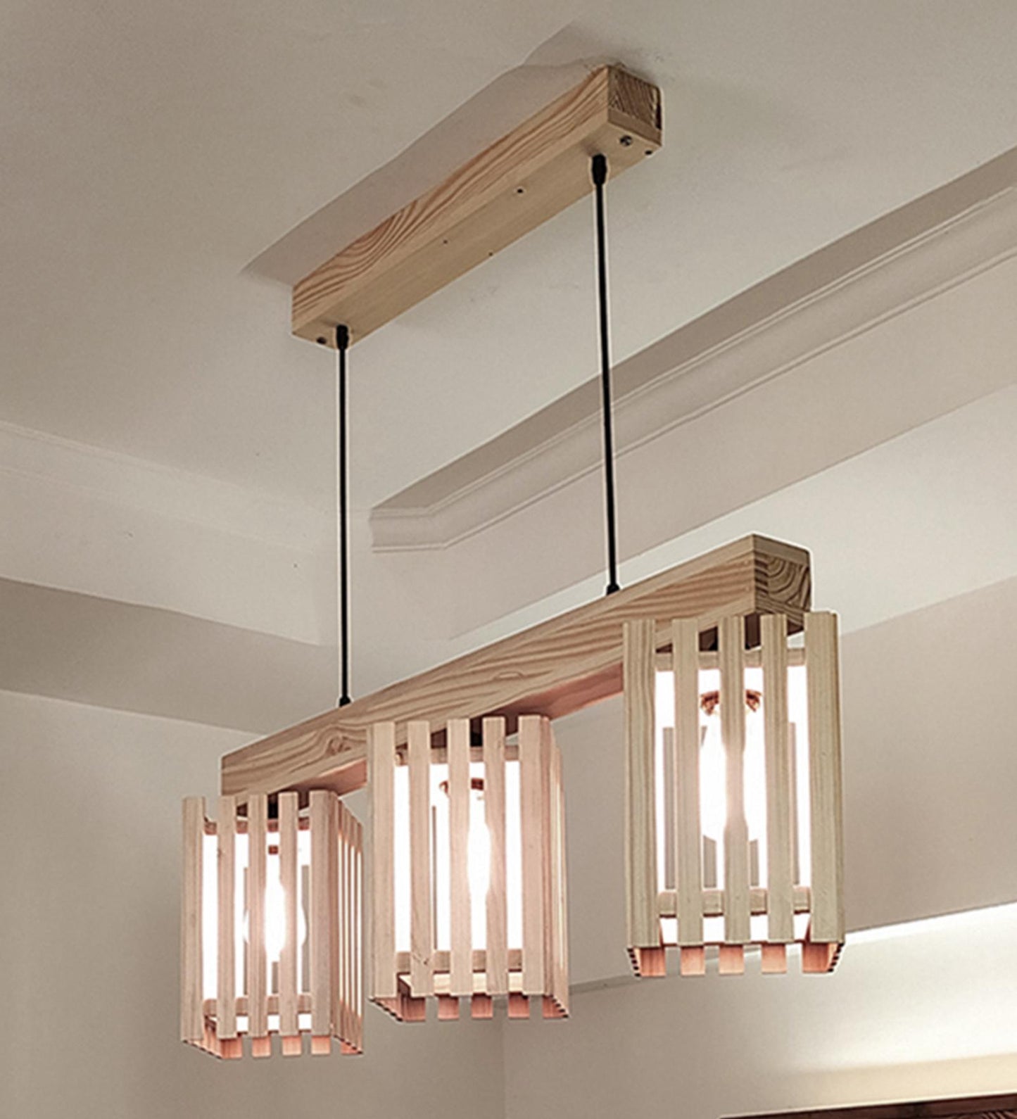 Violet Beige Wooden 3 Series Hanging Lamp